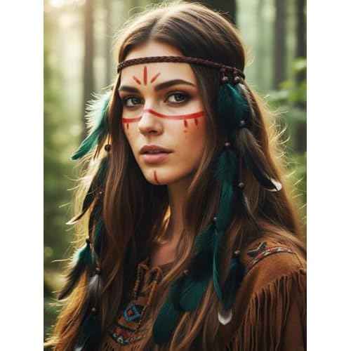 CAKURE Boho Feather Headband Gypsy Headpiece Indian Headdress Hippie Hair Accessories for Women and Girls (Type C)