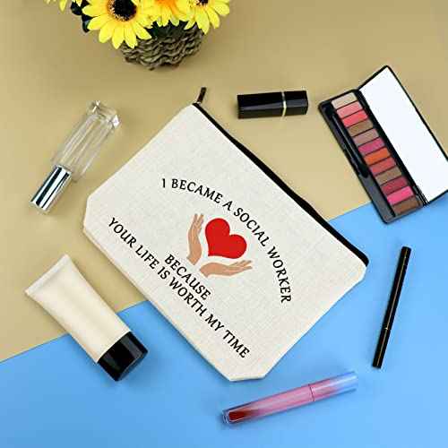 Social Worker Gifts for Women Funny Social Worker Makeup Bag Social Work Appreciation Gift Social Worker Month Gifts Cosmetic Bag Thank You Social Worker Gifts Thanksgiving Gift for Coworker Friends