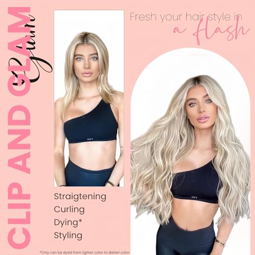 Clip in Extensions Real Human Hair 7pcs, Natural and Seamless 90g (Ombre Dark Brown to Chestnut Brown, 18 inch)