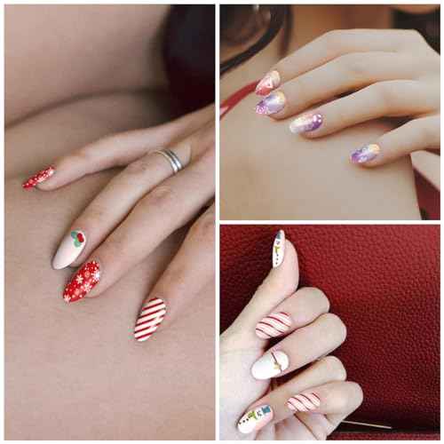 WOKOTO 12 Sheets 168pcs Christmas Nail Polish Stickers Full Nail Wraps for Gel Polish Strips for Women Christmas Nail Stickers Christmas Tree Snow Man Nail Polish Strips Nail Gel Stickers for Nails