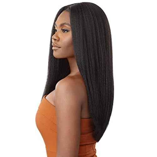 Outre - 5X5 Lace Closure Wig - Human Hair Blend - Kinky Straight 24" (OFF BLACK 1B)