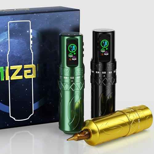 DKLAB Mizar Tattoo Pen Machine,Rotary Tattoo Gun Kit Load Strong Japanese Coreless Motor,Stroke Adjustable Start from 2.7mm to 4.5mm,2 Pieces of 1800mAh Battery Pack (Black)