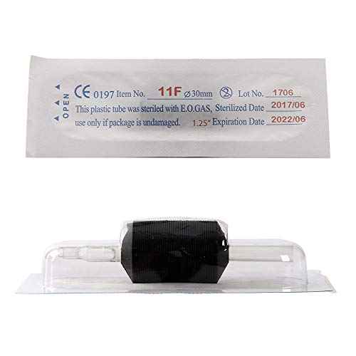 VORTEX 1.25-inch Soft Silicone Black Disposable Tattoo Tube Grips with Clear Long Tips 15pcs (9R)