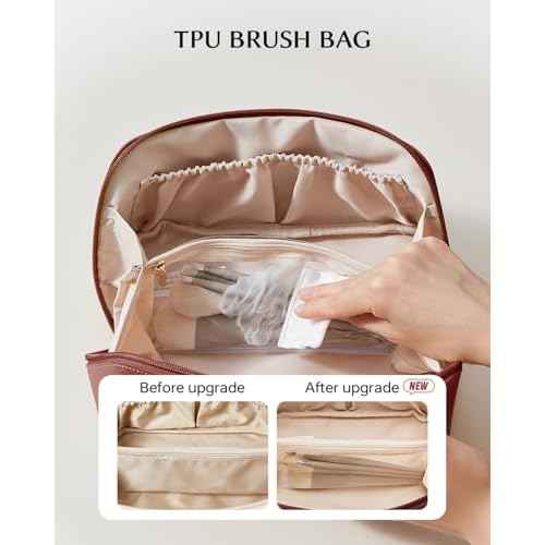 EACHY Travel Makeup Bag,Large Capacity Cosmetic Bags for Women,Waterproof Portable Pouch Open Flat Toiletry Bag Pattern Makeup Bag