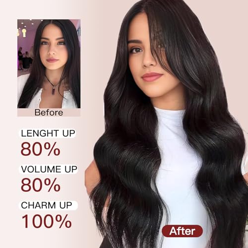 LOVELINE Clip in Hair Extensions Real Human Hair, 100% Remy Human Hair Extensions Clip Ins for Women, 7Pcs 16Inch 120g, Balayage Chocolate Brown to Caramel Blonde