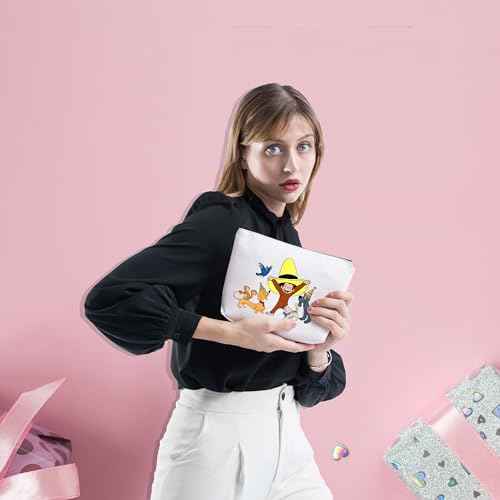 FOTAP Cartoon Monkey Makeup Bag Best Friends Gift Cartoon Characters Lover Gift Adventure TV Series Cosmetic Bag BFF Gift (Monkey &hat)