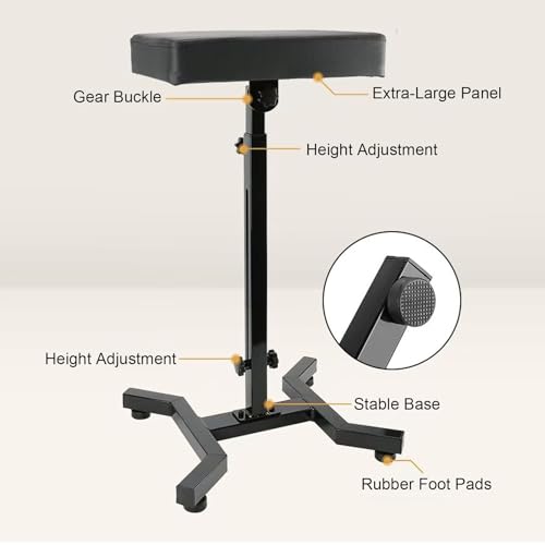 WZPB Tattoo Armrest Stand, Tattoo Arm Rest Stand Adjustable, Tiltable Thickened Black Leather Cushion, Stable Four Corner Base, Portable Tattoo Armrest for Studio Salon Tattoo