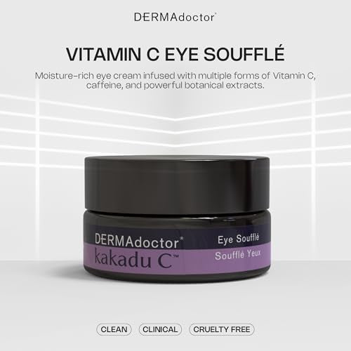 DERMAdoctor Vitamin C Under Eye Cream - Caffeine & Vitamin E | for Dark Circles, Bags Under Eyes, Wrinkles, Puffiness, Eye Fatigue, Dehydration - Anti-Aging Under-Eyes Vitamins & Moisturizer Souffl?
