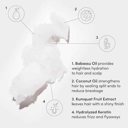 OUAI Medium Conditioner - Hydrating Hair Conditioner with Coconut Oil, Babassu Oil, and Keratin - Strengthens, Repairs and Adds Shine - Paraben and Phthalate Free Hair Care Products (10 Oz)