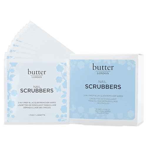 Butter LONDON Nail Polish Remover Pads, Nail Scrubbers - 2-in-1 Prep & Lacquer Remover Nail Wipes - Travel-Friendly Gel Fingernail Polish Remover - Cruelty-Free, Paraben-Free & Gluten-Free