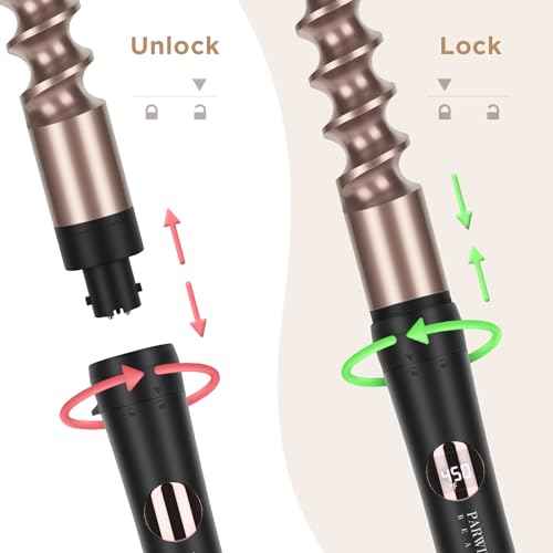 PARWIN PRO BEAUTY 5 in 1 Curling Iron Set with 1 Extra Long 9" Spiral Wand, Professional Hair Wand Curler, Up to 450F, LED Display, Gold, Includes Heat Protective Glove & 2 Clips
