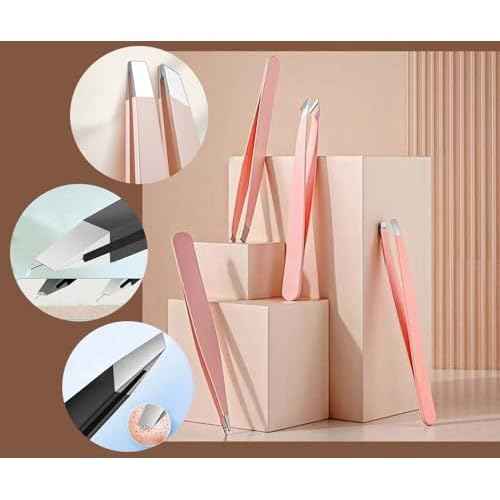 Tweezers Kit Tweezer for Women Facial Hair Removal Tweezers Professional Tweezers Set Eyebrow Tweezer, [9+1 PCS] Professional Stainless Steel Eyebrow for Women &Men,Black Beauty Sets