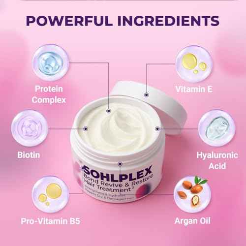 SOHLPLEX Bond Revive & Restore Treatment for Dry Damaged Hair, Deep Conditioning Mask for Frizzy & Damaged Strands. Moisturizes & Strengthens. Vitamins B3, B5, B7, C & E.Vegan & Cruelty-Free-6.76 FlOz