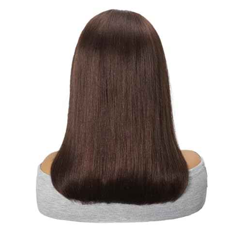 Brown Bob Wig Human Hair 13x4 HD Lace Front Wig 100% Unprocessed Brazilian Virgin Human Hair #4 Bob Wigs Pre Plucked Natural Hairline with Baby Hair Brown Color Bob for Women(14")