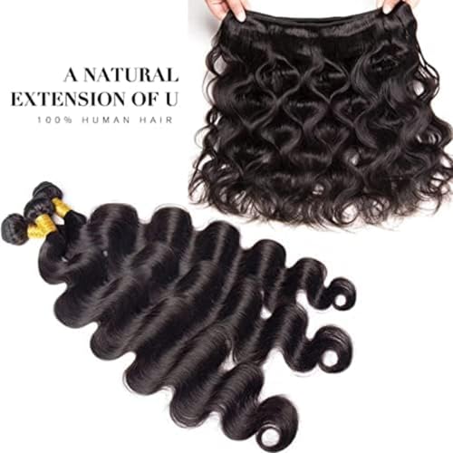 10A Body Wave Bundles 22 24 26 Inch Human Hair Bundles 100% Unprocessed Brazilian Body Wave Bundles 3 Bundles Human Hair Wet and Wavy Long Hair Weave Bundles Natural Black Color Bundles