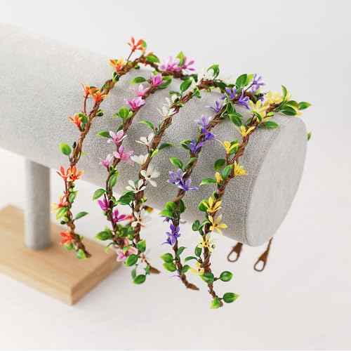 Handmade Purple Flower Crown Girls Headband Bridal Headpiece Flower Wreath for Women Hair Halo Floral Headdress for Weeding Party Festival Birthday