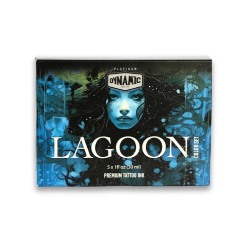 Dynamic Color Co- Tattoo Ink Set: Lagoon - Dive into Brilliance with 5 Vibrant Blue Shades (1 oz Each) from The Platinum Collection. Reach Compliant, Crafted in Spain. Since 1990