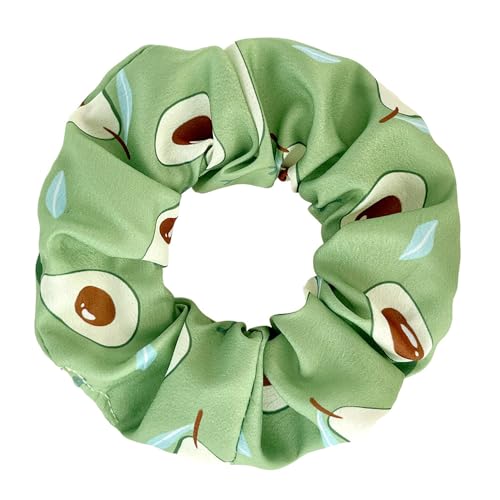 Flower Fruits Scrunchies for Hair Yellow Elastic Hair Bands Ties, Glittery Daisy Flowers Pear Cherry Strawberry Hair Ties Ponytail Holders for Women Girls (12 Pcs Fruit B)