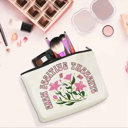 Mental Health Makeup Bag Inspirational Cosmetic Bag Floral Toiletry Bag Growth Mindset Gifts for Christmas Birthday Mental Health Awareness Gift for Therapist Psychologist Counselor Women Friend