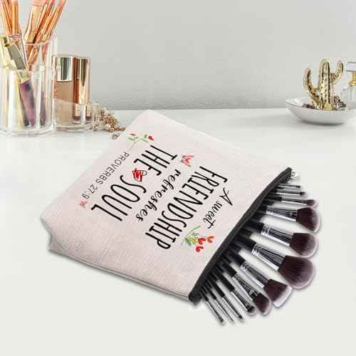 Christian Gifts for Women Friends Makeup Bag, Christian Secret Sister Birthday Gift for Best Friends, Friendship Gifts for women, Christian Gift Cosmetic Bag