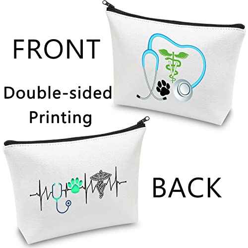 CMNIM Veterinarian Gifts Veterinarian Makeup Bag Vet Cosmetic Bag Vet Tech Gifts for Women Veterinarian Appreciation Gifts New Veterinarian Gifts Travel Bag Pouch (Vet Makeup Bag White)