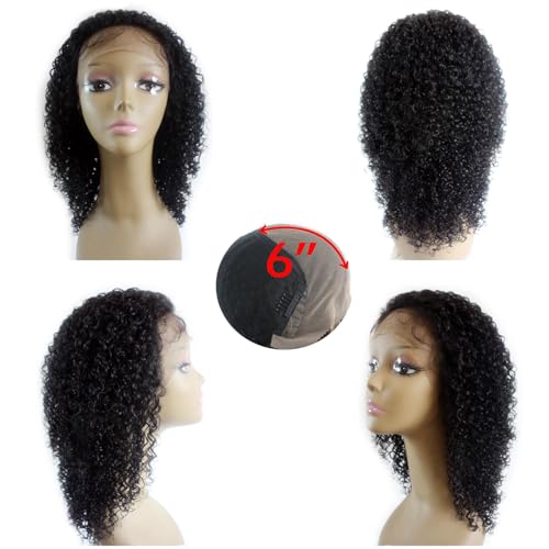 13x6 Lace Front Wigs Human Hair Glueless Wear and Go Kinky Curly Wig Pre Plucked Pre Cut HD Lace Frontal Wig with Baby Hair For Black Women 16 Inch Natural Color