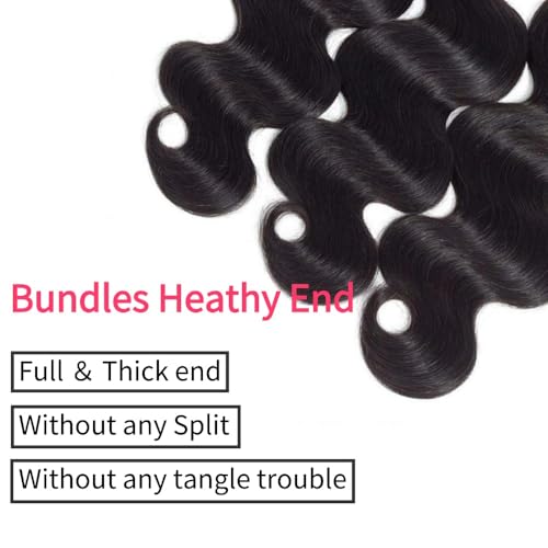 Body Wave Bundles Human Hair 16 18 20 Inch Brazilian Body Wave Human Hair 3 Bundles Natural Black Virgin Human Hair Extensions Unprocessed Wavy for Women