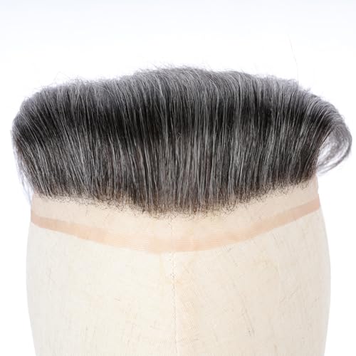 French Lace Frontal Hairpiece for men Natural Hairline V-Shape Replacement System Toupee for Men human hair #1B50