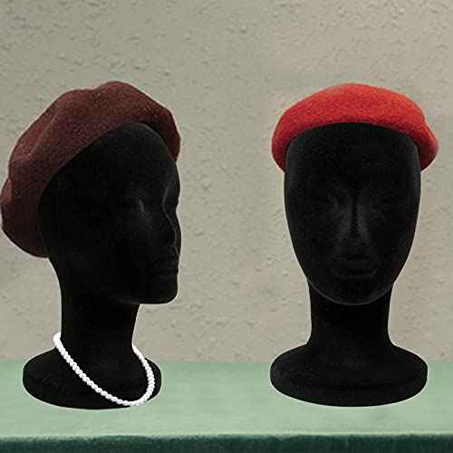 Foraineam 2 Pack Black Foam Mannequin Head, 12 Inch Female Manikin Foam Heads, Wig Holder Hats Glasses Headband Hairpieces Display Stand
