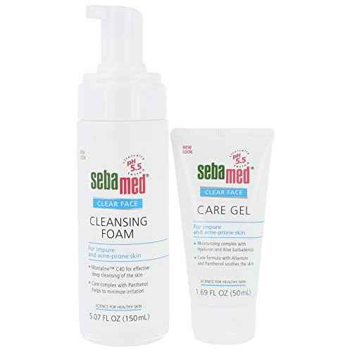 Sebamed Clear Face Care Gel (50mL) Cleansing Foam (150mL) Bundle for Impure and Acne Prone Skin - Made in Germany