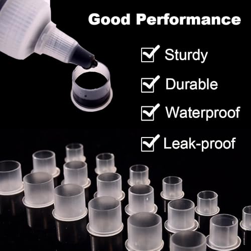 Tattoo Ink Caps with Base - Gakonp 500pcs Mixed Sizes Tattoo Ink Cups #11 Small #14 Medium #17 Large Disposable Ink Caps Plastic Pigment Cups Tattoo Supplies