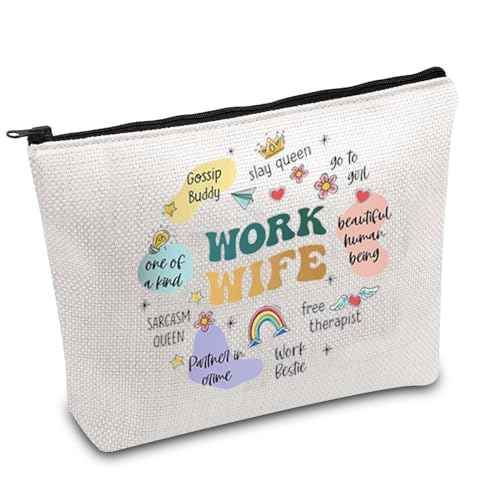 Work Bestie Gift Work Wife Makeup Bag Work Best Friend Gift Coworker Gift Work Wives Cosmetic Bag Colleague Farewell Gifts (Work Wife)
