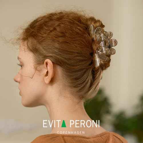 EVITA PERONI Hair Clip, Flower Hair Clips Large Hair Claw Clips for Thick Hair, Non Slip Strong Hold for Women Girls-Brown