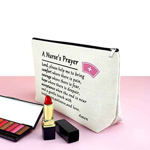 Mxrymvu Nurses Cosmetic Bags Nurse Prayer Gifts Makeup Bag Nurse Student Graduation Gift Nurse's Week Gift Inspirational Gifts for RN Thanksgiving Christmas Birthday Present Travel Toiletry Pouch