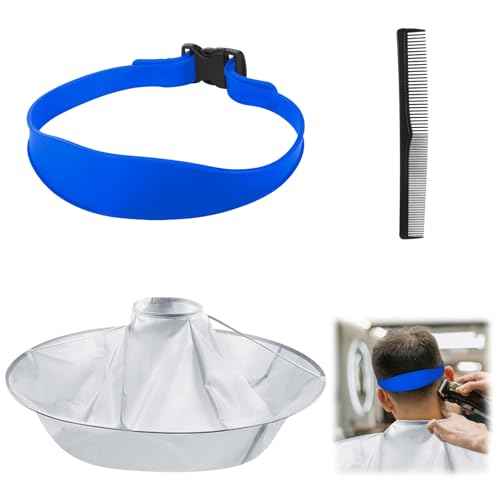 Fade Haircut Guide for Men, Self Haircut Kit for Men, Include Hair Cutting Guide & Cape Umbrella & Comb, Neckline Shaving Templat, DIY Hair Cutting Accessories Tools for Home (Blue)