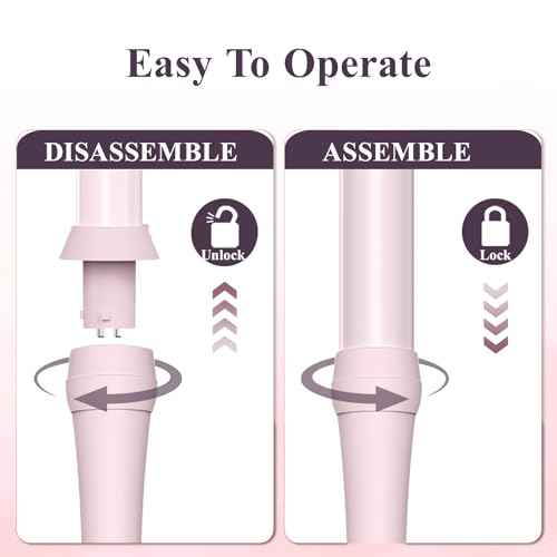 Curling Iron Set 7-in-1, Curling Wand Set with 7 Interchangeable Barrels Included A Heated Round Brush, 3 Hair Crimper, Ceramic Coating Protect Hair, with Gift Package (0.6"-1.25") Pink