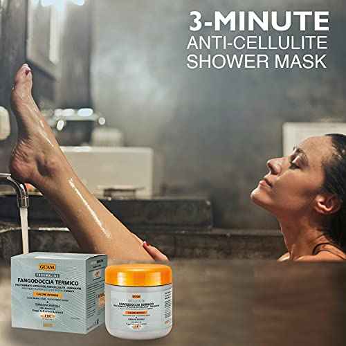 Guam Seaweed & Tourmaline Thermal Mud Anticellulite Remover | 3-minute Shower Body Mask for Cellulite Removal | Hot Infrared FIR Anti Cellulite Treatment for Thighs and Legs, 1.1LB