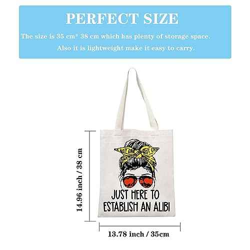 GJTIM True Crime Gift Seriel Killer Gift Just Here to Establish and Alibi Makeup Bag for Crime Show Fan(Alibi Tote)