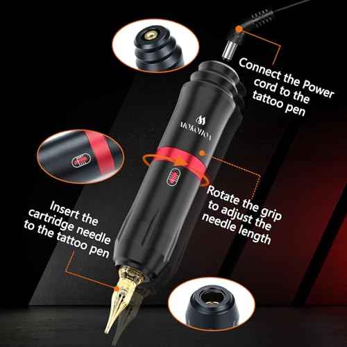 Tattoo Kit for Beginners Tattoo Gun Kit, Rotary Tattoo Pen Kit, Complete Tattoo Machine kit-Pro Tattoo Cartridge Needles Transfer Papers for Tattoo Supplies (Coal Black)