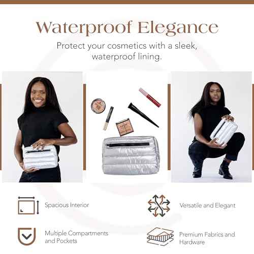 Citi Collective Premium Cosmetic Bag for Women| Makeup Travel Bag,Toiletry Bags for Women| Large Capacity Storage Waterproof Cosmetic Bag for Business, Vacation, or Weekend Traveling (Silver)