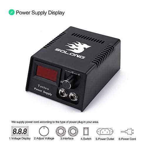 Solong Complete Tattoo Kit 4 Pro Machine Guns 54 Inks Power Supply Foot Pedal Needles Grips Tips Carry Case TK456-US