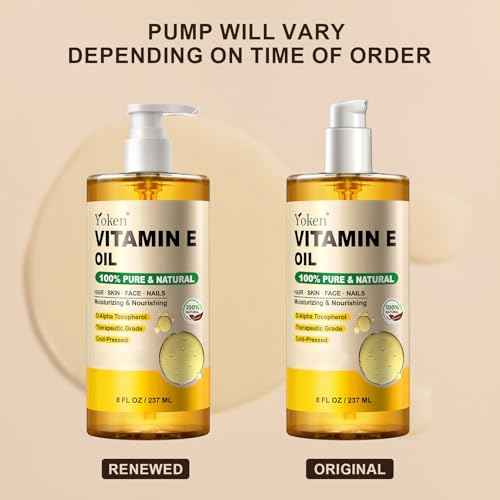 Vitamin E Oil 8 Fl Oz Organic Vitamin E oil for Skin Vitamine oils for Scars Hair,Face,Nail,Scalp Perfect Bath and Body Oil Cold Pressed Hexane Free Non-GMO Gluten Free Formula