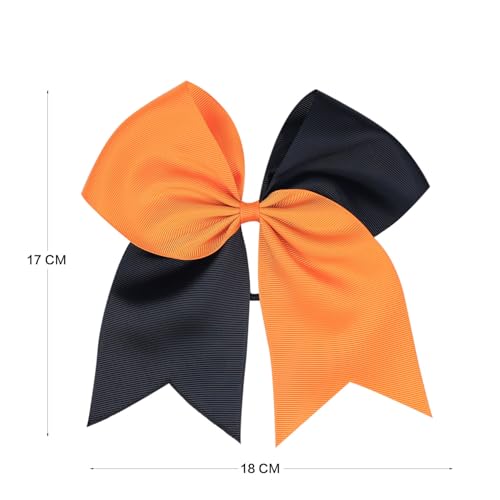 Halloween Hair Bow for Women Girls,7 Inch Large Cheer Bows Ponytail Holder Ribbon Elastic Cheerleading Hair Tie Ponytail Holder Hair Ropes Hair Accessories (Purple Green)