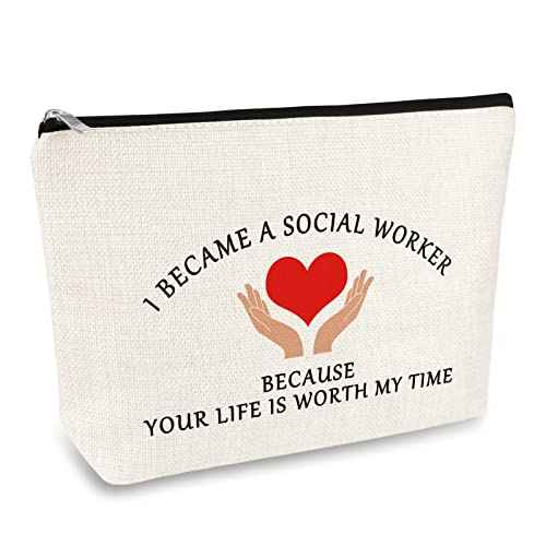 Social Worker Gifts for Women Funny Social Worker Makeup Bag Social Work Appreciation Gift Social Worker Month Gifts Cosmetic Bag Thank You Social Worker Gifts Thanksgiving Gift for Coworker Friends
