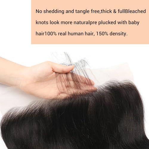 13x6 Frontal Human Hair Body Wave HD Transparent Ear to Ear 18 Inch Lace Frontal Closure With Baby Hair Free Part 100% Virgin Human Hair Natural Black