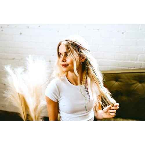 21 Rainbow Tie Dye Color Hair Extensions ? 9¡±?14¡± Long ? DIY Rooster Kit with 20 Micro-Link Beads ? 100% Real Feathers ? Eye-Catching Boho Style