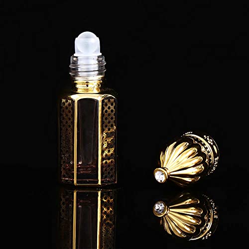 Leadigol 3pcs Essential Oil Roller Bottles,Vintage Glass Roller Bottle,Empty Glass Mini Bottles for Perfume,DIY Travel Essential Oil Roller Bottles