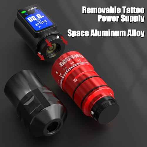 Wormhole Tattoo Gun Kit 2,300mAh Battery Professional Xtreme Tattoo Ink and 20 Tattoo Needles Smart Tattoo Pen Wireless Tattoo Machine Kit Multi-function Tattoo Pen Smart Display 7 Strokes Length