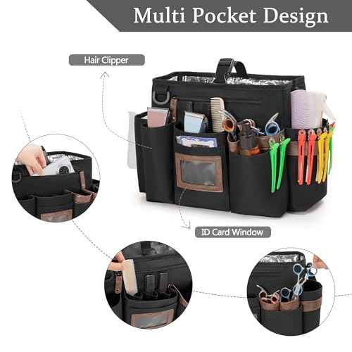 BAFASO Insulated Hairdresser Bag with Adjustable Waist Belt and Shoulder Strap, Multifunctional Barber Case for Hair Cutting Tools and Hot Tools, Black