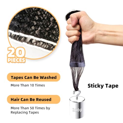 Clytie Raw Curly Tape in Hair Extensions Real Human Hair, One Donor Tight Curly Human Tape ins Hair Extensions 20 PCS 18IN Salon Bleachable Deep Curly 50g Invisible Taping for Thin Hair Light Weight